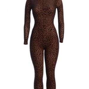 Leopard Print Long Sleeve Jumpsuit